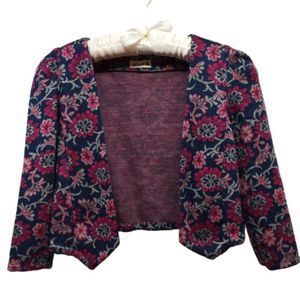 A to L Blue & Pink Floral Cropped Blazer M